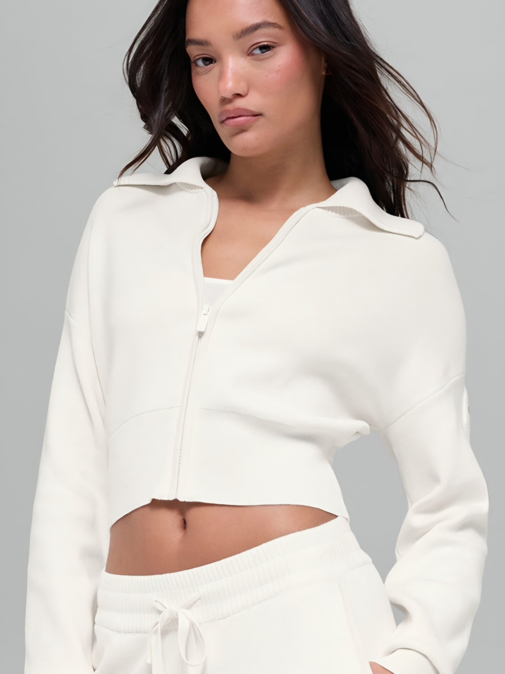 Alo Yoga Scholar Knit Cropped Full Zip Jacket sz SMALL
